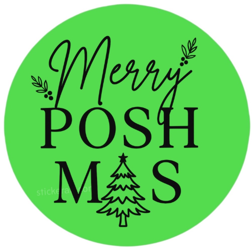 Merry Poshmas Stickers – 2” Round Labels, 3 Colors Available, Pack of 100 - Picture 4 of 6